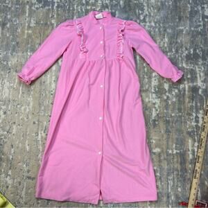 Vintage 1980s Edie Bee by Jackie Girls Polyester Pink Ling Robe Size 8